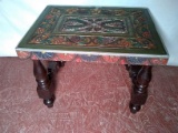 Antique Carved and Painted Turkish Footstool