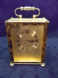 Brass and Faux Marble Quartz Carriage Clock