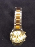 Faux Rolex Oyster Perpetual Chronometer Gold Face Men's Wrist Watch