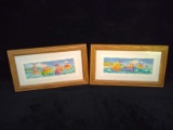 Pair Framed Child's Nautical Prints-2003 Wendy Darker Shooting Star Collection