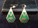Pair Sterling and Turquoise Native American Earrings