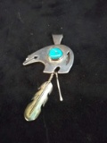 Sterling Silver and Turquoise Zuni Fetish Bear Pendant