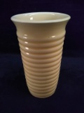 Contemporary Yellow Ribbed Pottery Vase