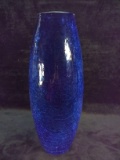 Cobalt Blue Crackled Glass Vase