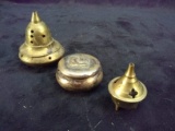 Collection Brass and Silver Plated Novelties-2 Brass Incense Burners and Silver Plated Pill Box