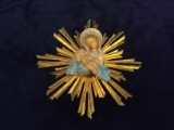 Italian Mother Mary Golden Star Wall Plaque
