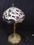 Contemporary Dragonfly Stained Glass Lamp