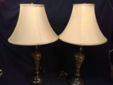 Pair Contemporary Faux Marble Lamps