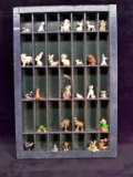 Shadow Box with Assorted Porcelain Miniature Animal Figures
