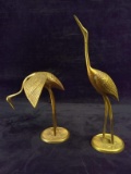 Pair Brass Leonard Crane Figures