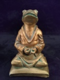 Painted Concrete Zen Frog Figure