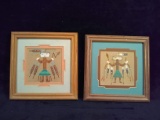 Pair Framed Native American Sand Art