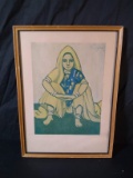 Framed Watercolor-Woman from India-signed 1949