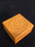 Hand Carved Miniature Trinket Box with Carved Elephant Idol
