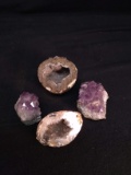 Collection 4 Geodes and Amethyst Crystals