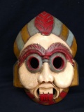 Native American Wooden and Painted Tribal Mask-White Face