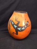 Native American Painting on Water Jug Gourd 1995 by Jeff Linton