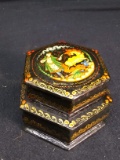 Black Lacquered Oriental Two Tier Trinket Box