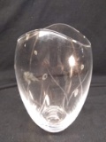 Contemporary Glass Etched Fish Mouth Vase