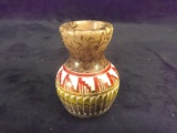 Native American Navajo Carved Marble Vase-signed R.Layo