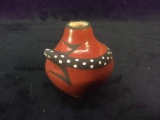 Native American Zuni Pottery Vase with Salamander signed Y.N.