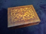 Burled and Inlaid Wooden Trinket Box