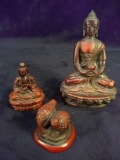 Collection 3 Resin Buddha and Partridge Figures