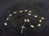 Catholic Rosary and Pewter Disk Necklace