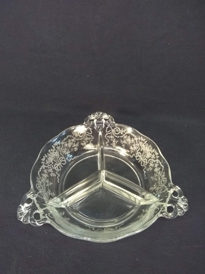 Antique Etched Divided Thistle Bowl