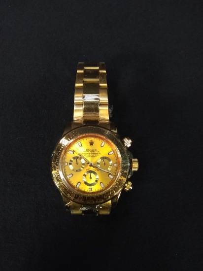 Faux Rolex Oyster Perpetual Gold Face Wrist Watch