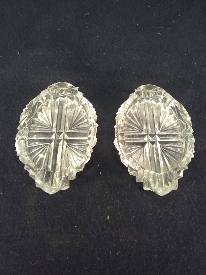 Pair Antique Cut Glass Master Salts