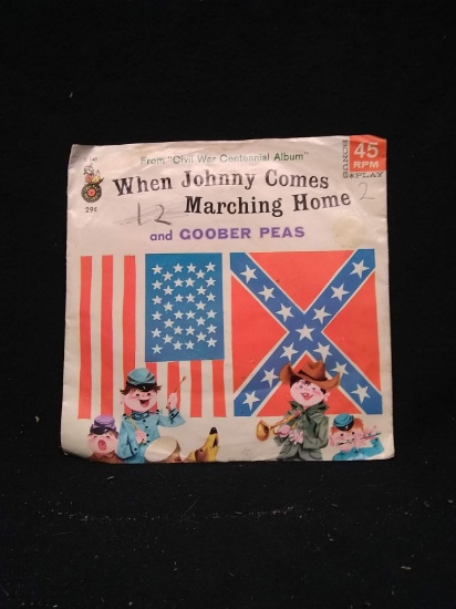 Vintage Children's 45 Record-Johnny Comes Marching Home