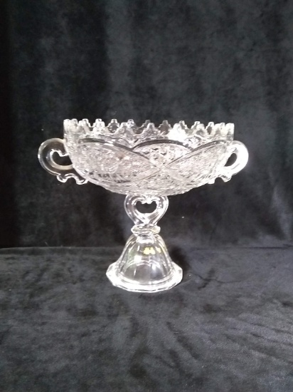 Elegant Lead Crystal Double Handle Centerpiece Bowl