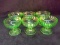 Collection 6 Green Depression Vaseline Custards