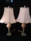 Pair Vintage Satin and Spelter Lamps