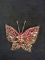 Vintage Rhinestone Butterfly Brooch-Red