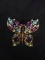 Vintage Rhinestone Butterfly Brooch-Pink Amethyst