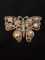 Vintage Polished Stone Butterfly Brooch-