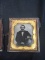 Antique Daguerreotype with Leather Frame-Gentleman with Mustache and Bowtie