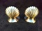 Pair Contemporary Brushed Metal Seashell Bookends