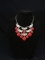 Costume Jewelry-Silver and Polished Red Stone Necklace