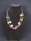Costume Jewelry-Polished Stone Necklace w/ Earrings