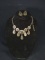 Costume Jewelry-Silver Tone Teardrop Necklace with Earrings