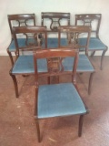 Set 6 Antique Mahogany Harp Back Dining Chairs