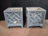 Pair Painted Chippendale Planters