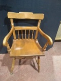 Vintage Walnut Slat Back Armchair