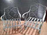 Pair Metal Patio Chairs (No cushions)