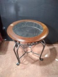 Contemporary Metal, Wood & Glass Side Table
