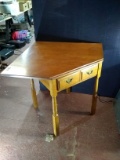 Vintage Hard Rock Maple Single Drawer Corner Table