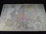 Antique 1800s Colored Charles Desilver Lithograph Double Page Map-Europe